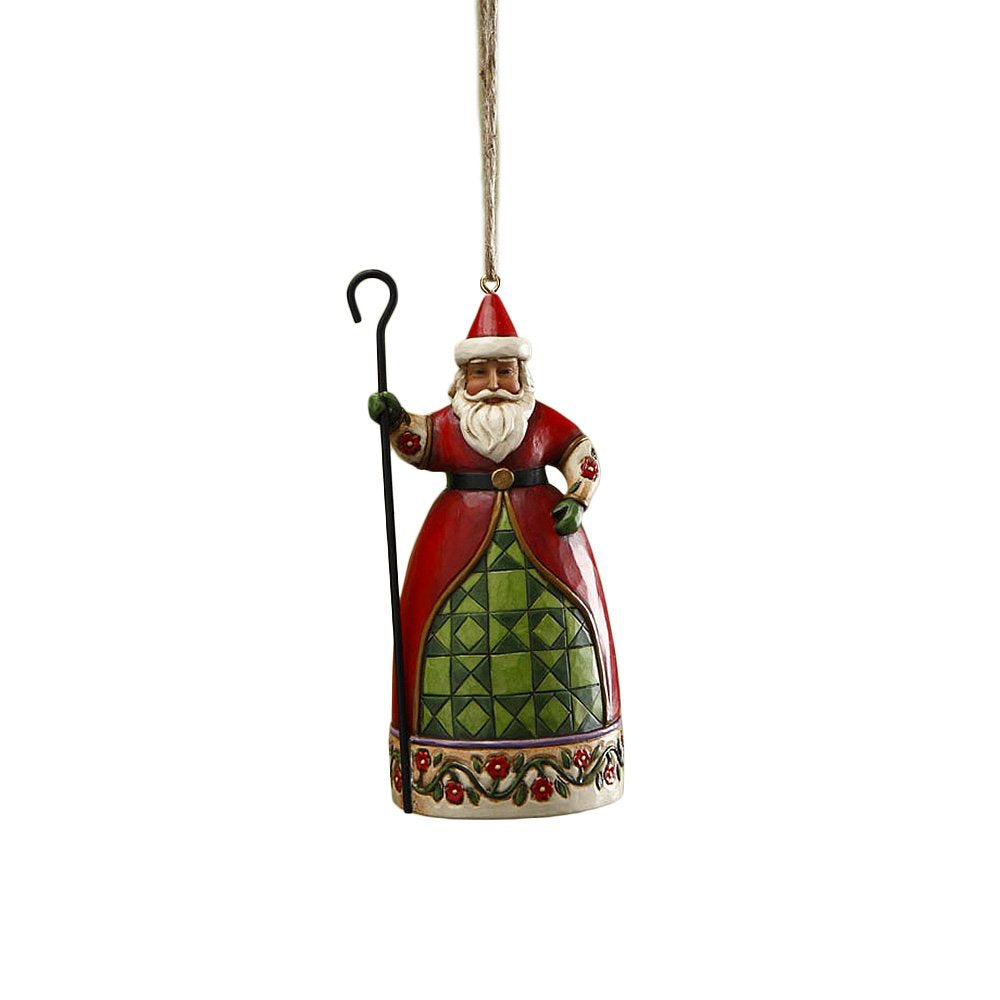 Enesco Jim Shore Heartwood Creek Santa with Cane Hanging Ornament, 5 Inches