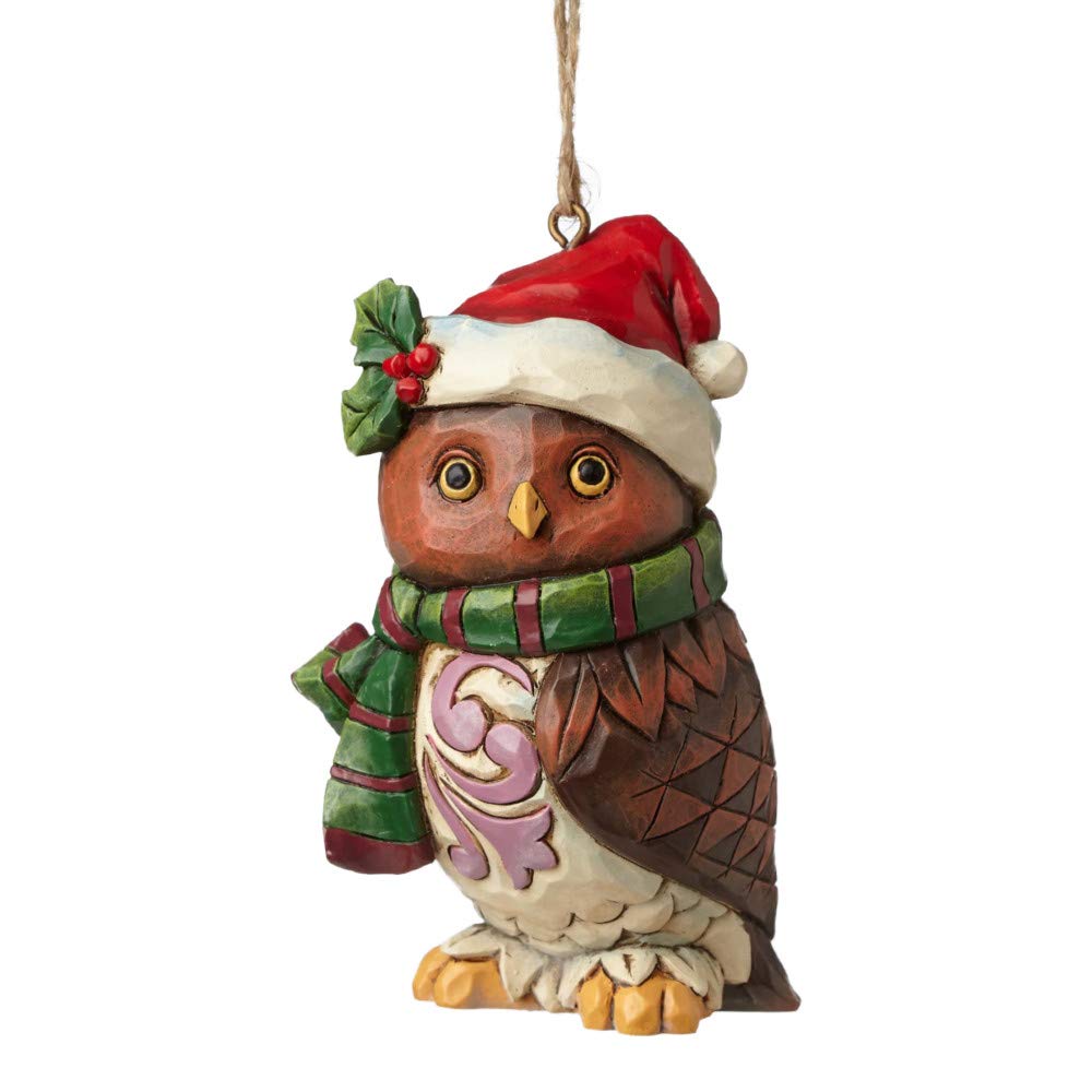 Enesco Jim Shore Heartwood Creek Christmas Owl Mini Ho 3.375 in Hanging Ornament