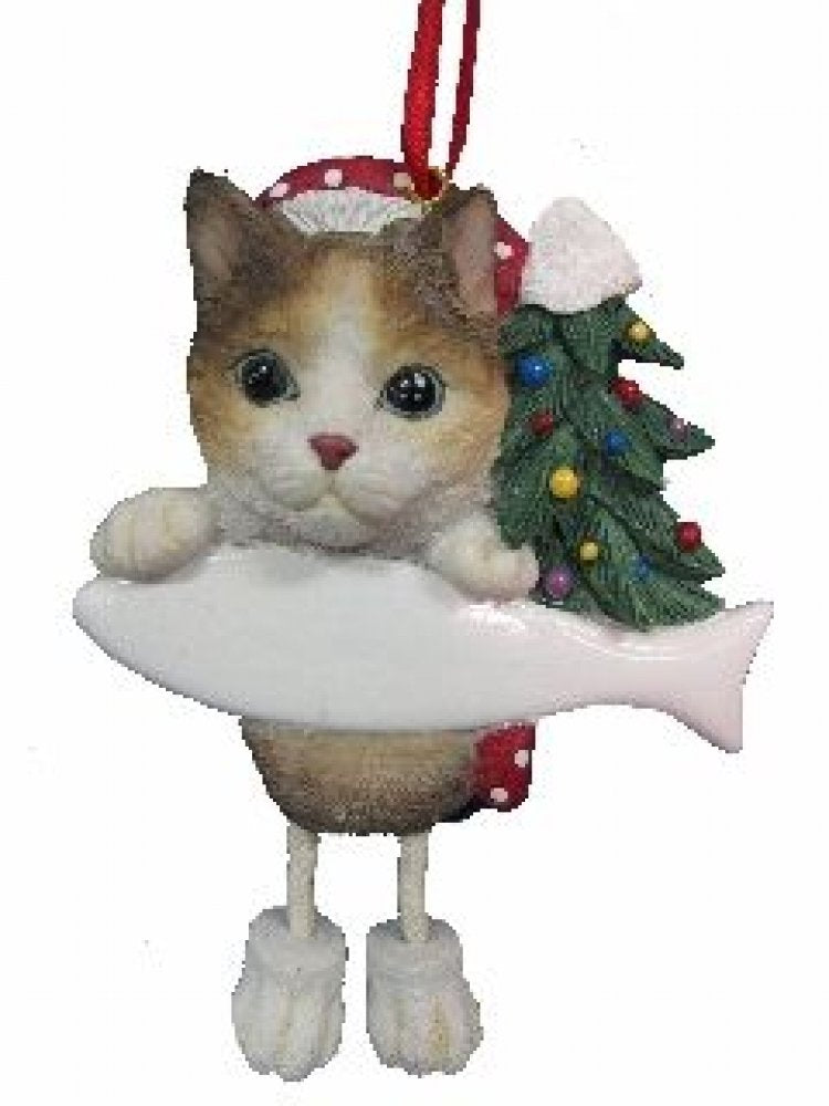Personalized Dangling Cat Ornament - Calico Cat