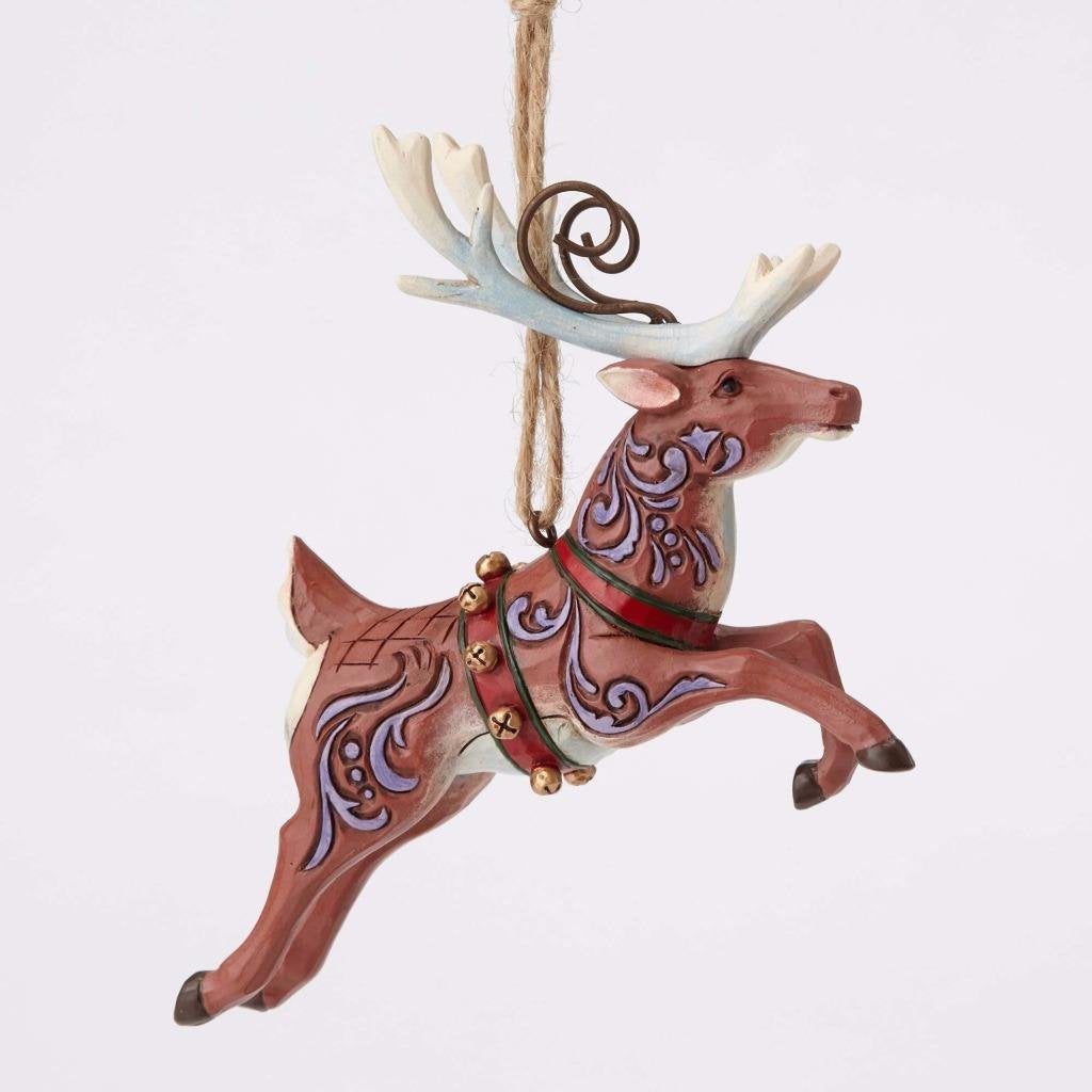 Enesco Jim Shore Heartwood Creek H/O Flying Reindeer Ho 4 in Hanging Ornament