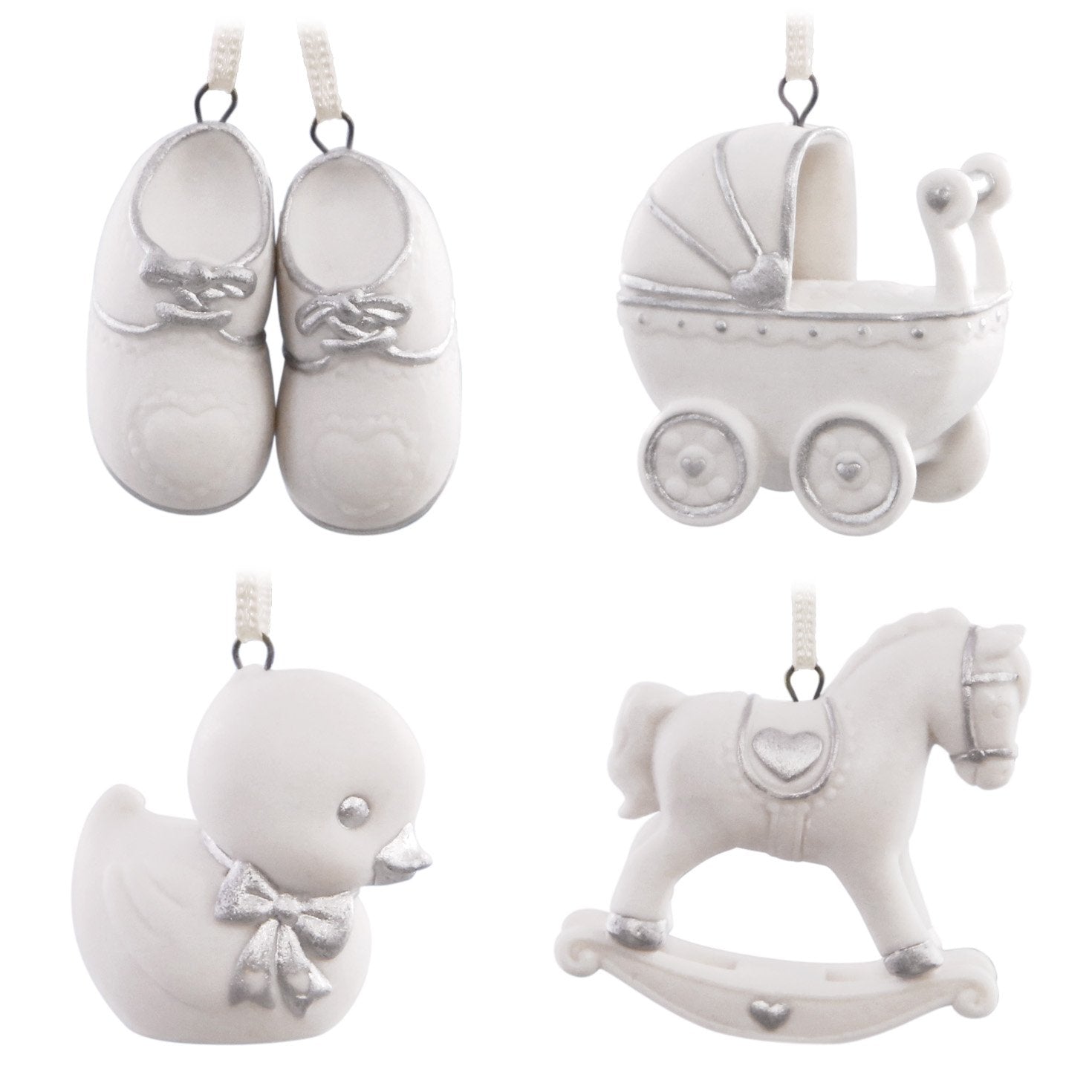 Hallmark Keepsake 2017 Welcome Baby Mini Porcelain Premium Christmas Ornaments, Set of 4