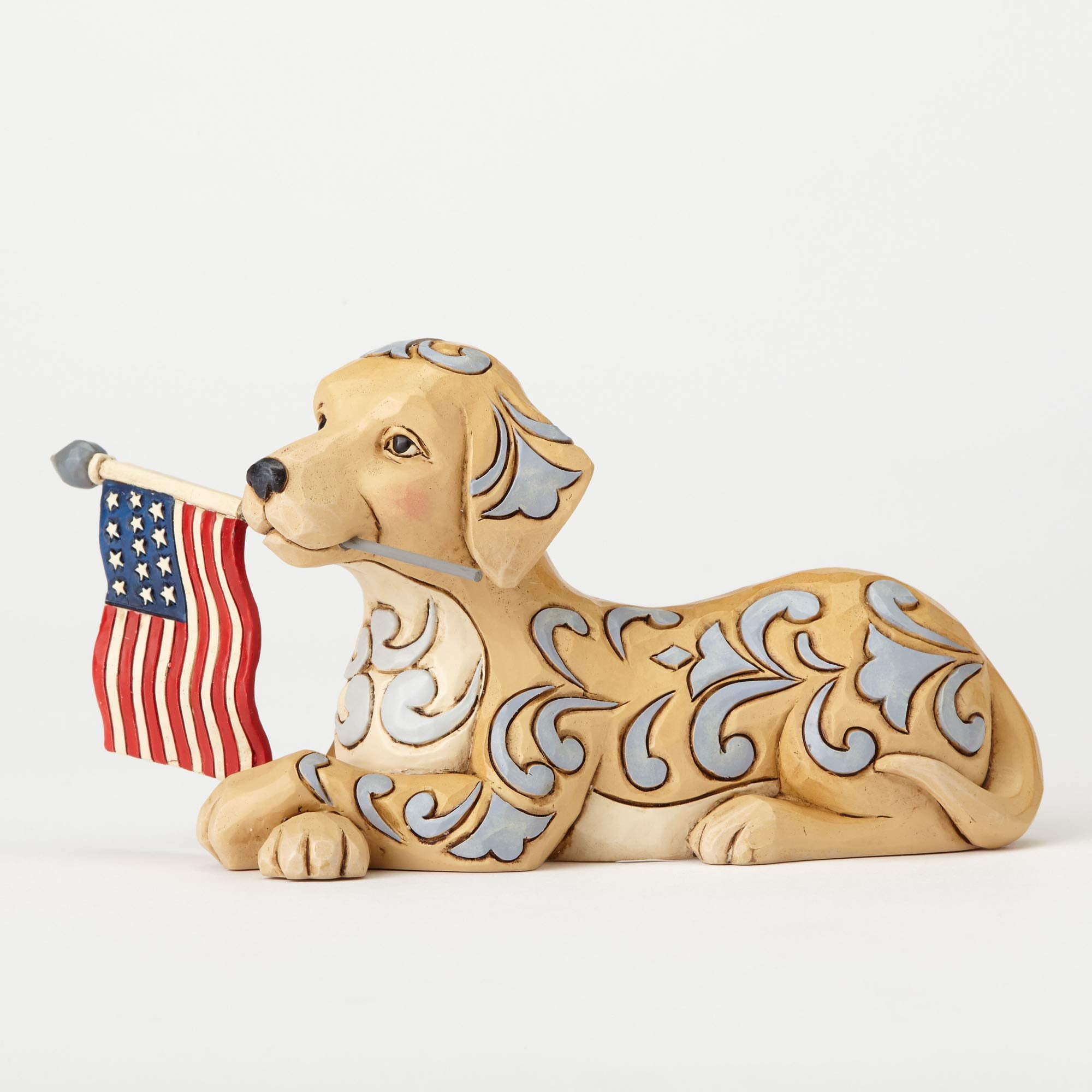 Jim Shore HWC by Enesco Dog Holding Flag Figurine