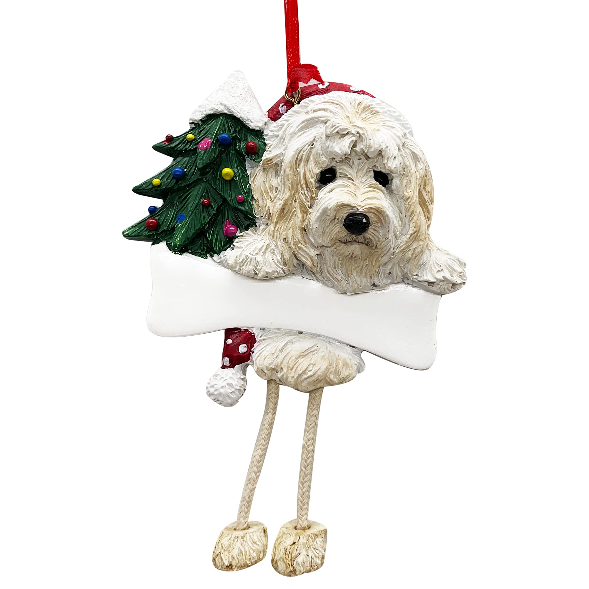Goldendoodle Ornament with Unique "Dangling Legs" Hand Painted and Easily Personalized Christmas Ornament