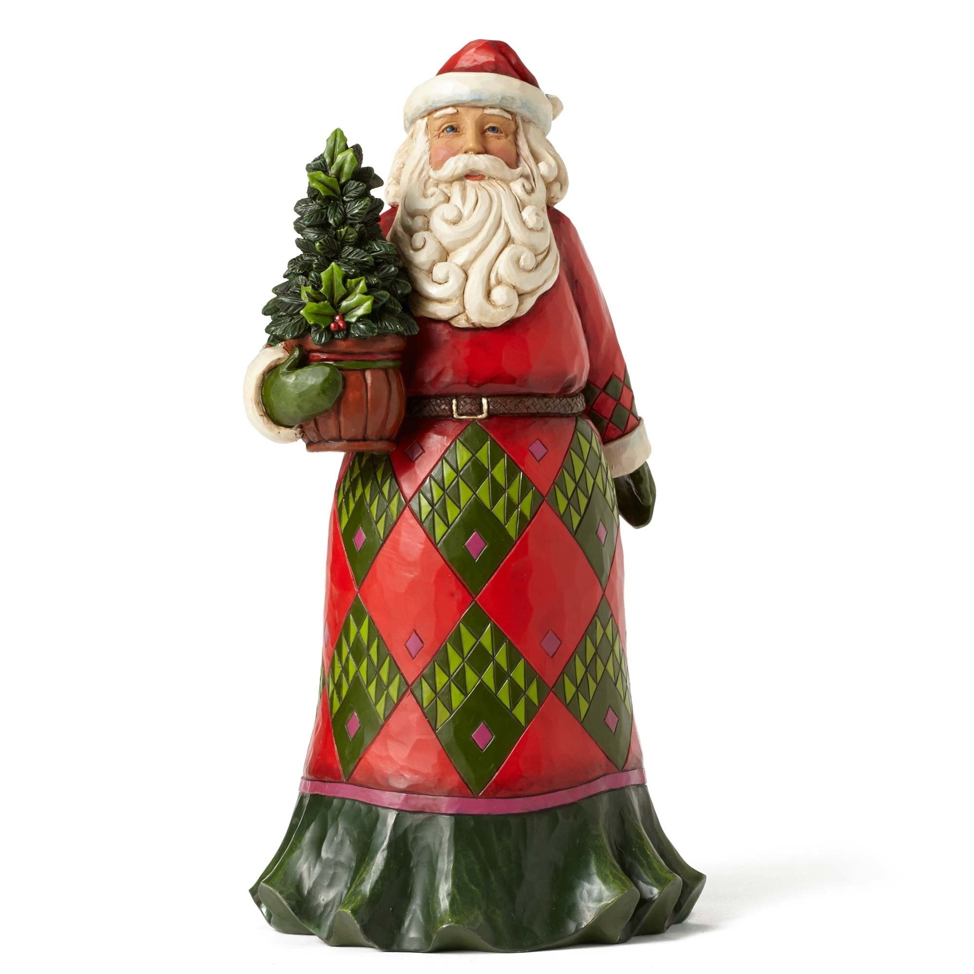 Rooted in Tradition-Santa with Evergreen Figurine