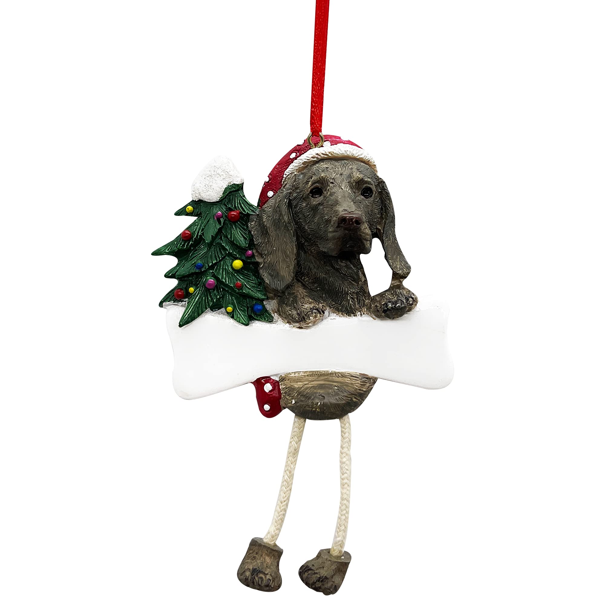 Weimaraner Ornament with Unique "Dangling Legs" Hand Painted and Easily Personalized Christmas Ornament
