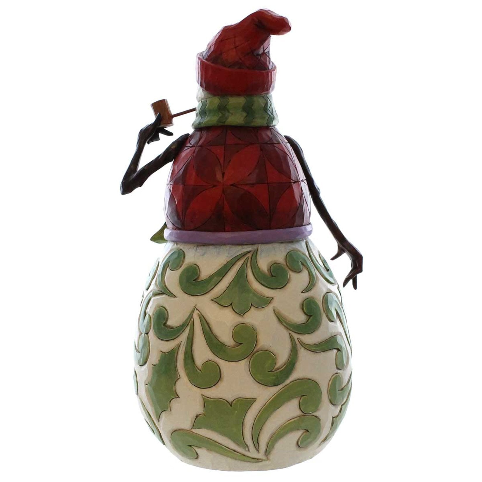 Enesco Jim Shore Heartwood Creek Red and Green Snowman with Pipe Figurine, 9.25-Inch