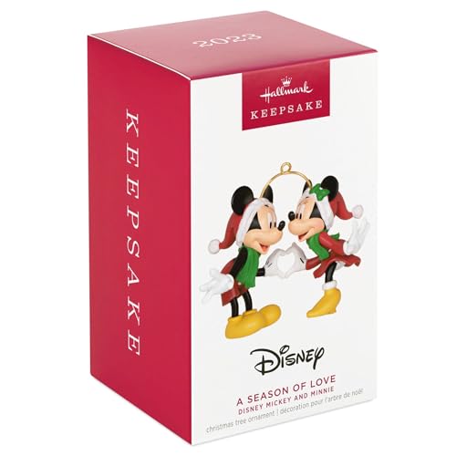 Hallmark Keepsake Christmas Ornament 2023, Disney Mickey and Minnie A Season of Love, Gifts for Disney Fans