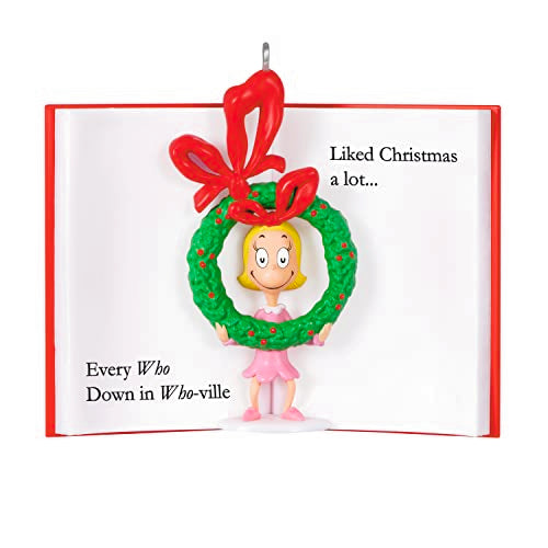 Hallmark Keepsake Christmas Grinch Ornament 2023, Dr. Seuss's How The Grinch Stole Christmas! Cindy-Lou Who Book