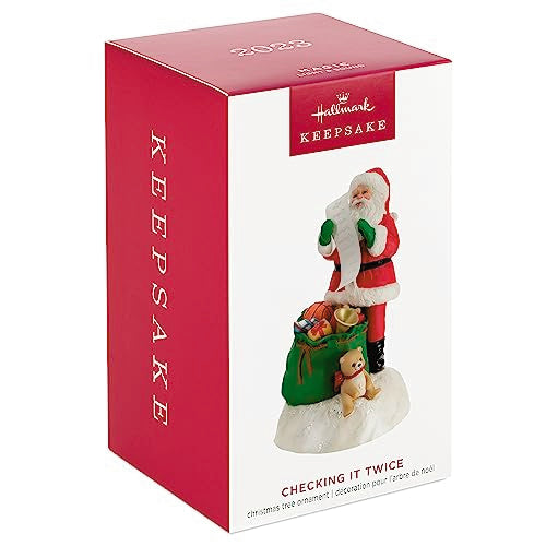 Hallmark Keepsake Christmas Ornament 2023, Checking It Twice, Ornament with Light and Sound, Santa Collectors Gifts