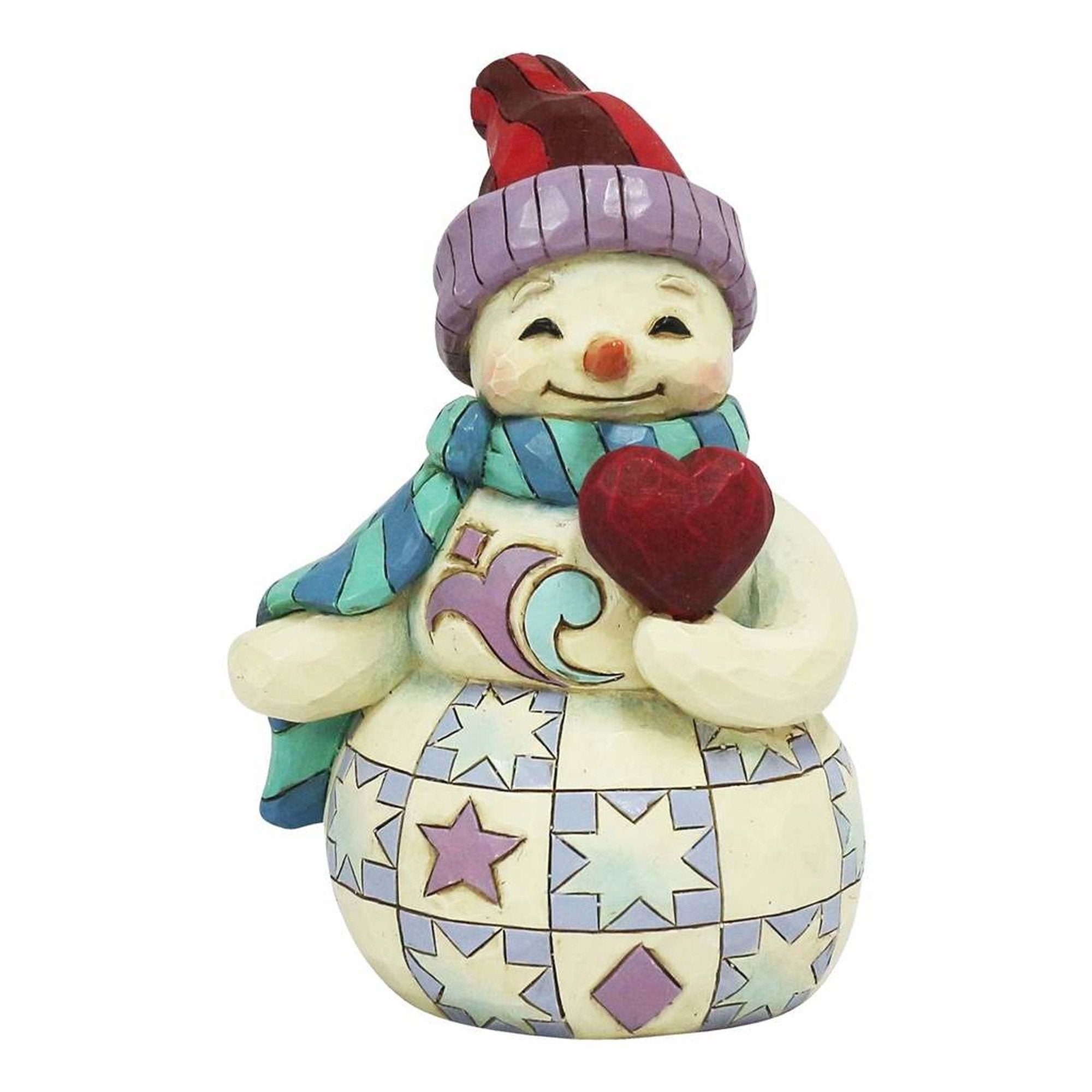 Enesco Jim Shore Heartwood Creek Mini Snowman with Heart Stone Resin, 3.5? Figurine