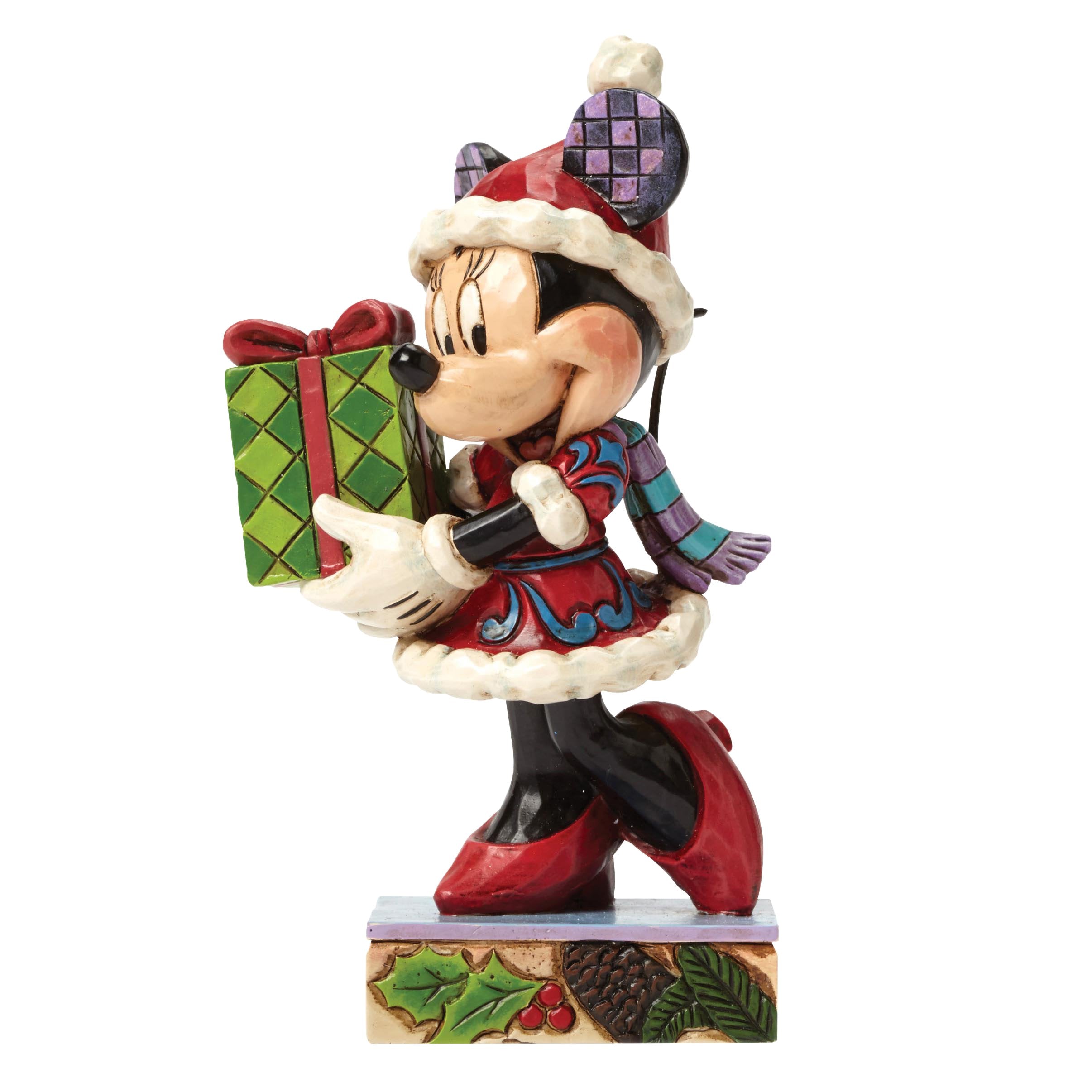 Jim Shore for Enesco Disney Traditions by Christmas Minnie Figurine, 4.5"
