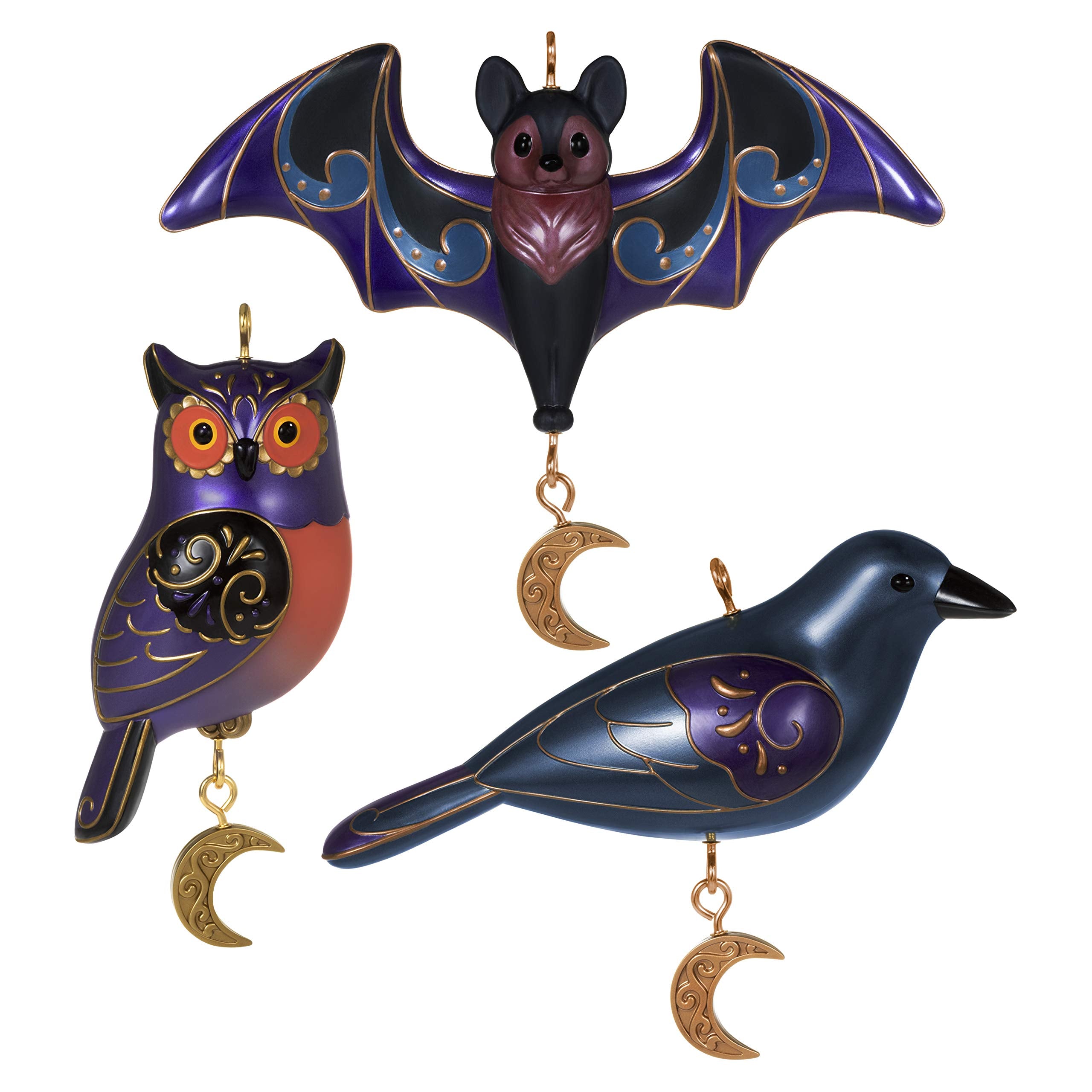 Hallmark Keepsake Outdoor Halloween Ornaments 2020, Spooky Birds and Bat, Set of 3