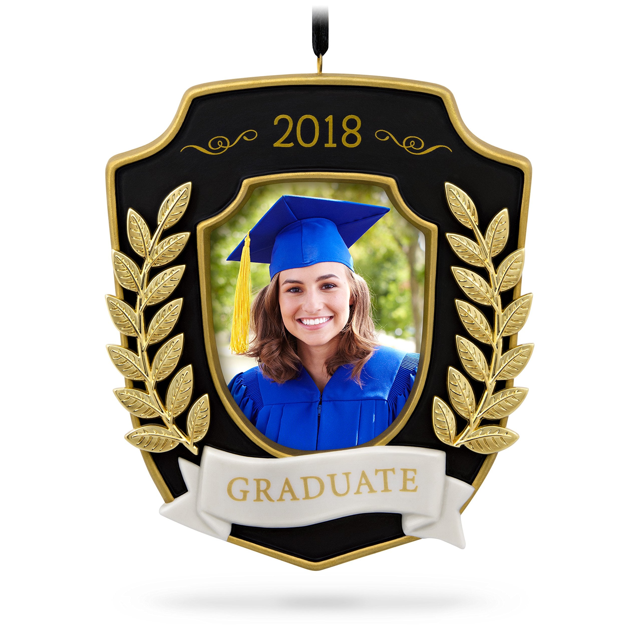 Hallmark Keepsake Christmas Ornament 2018 Year Dated Graduation Gift Congratulations Porcelain and Metal Picture Frame, Photo Frame