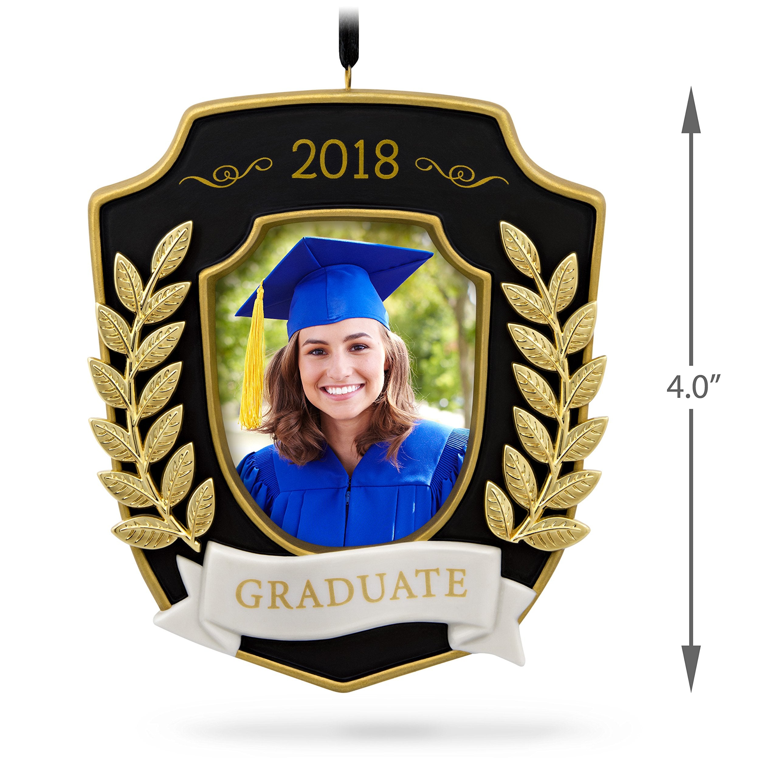 Hallmark Keepsake Christmas Ornament 2018 Year Dated Graduation Gift Congratulations Porcelain and Metal Picture Frame, Photo Frame