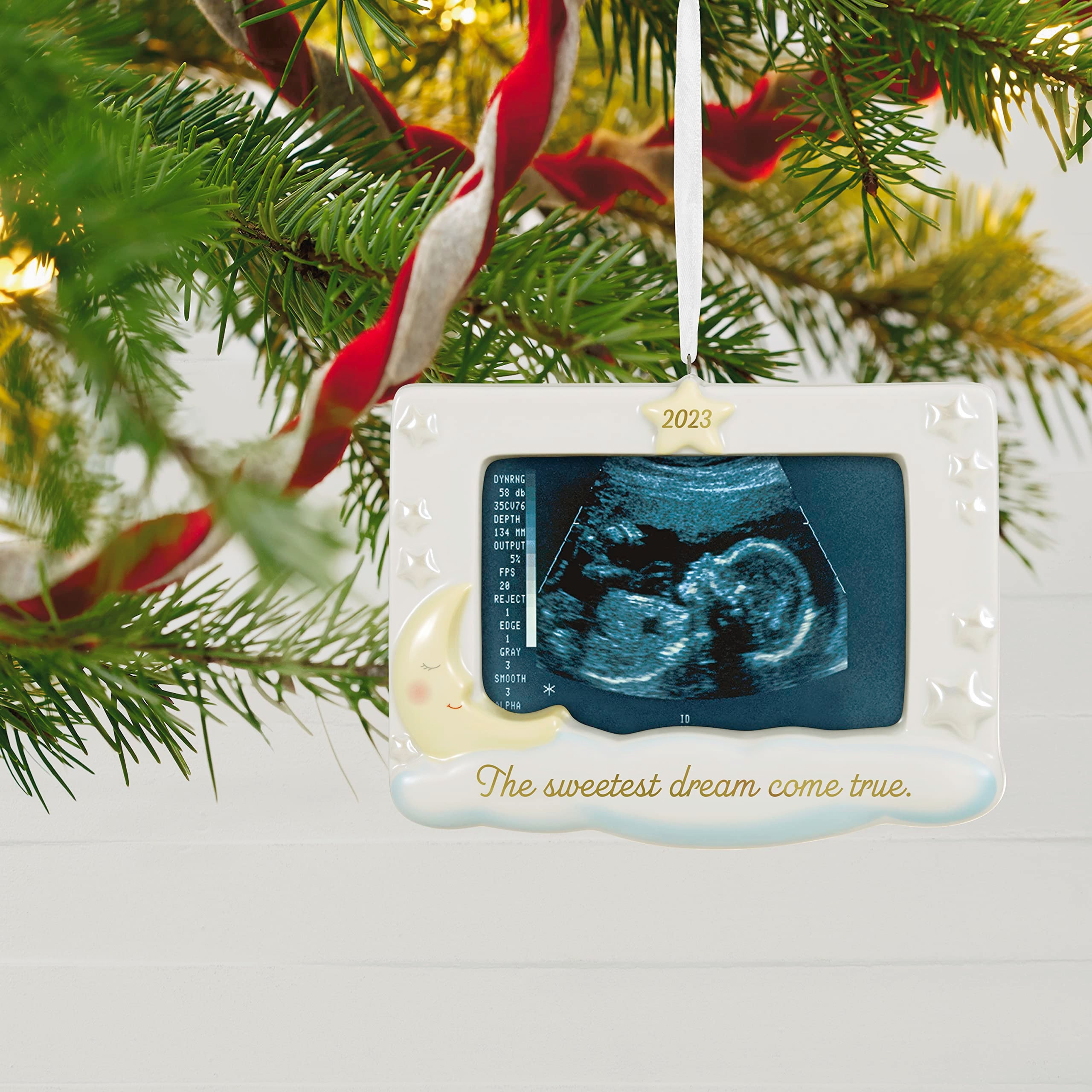 Hallmark Keepsake Christmas Ornament 2023, Sweetest Dream Come True, Sonogram Picture Frame, Pregnancy Announcement Ornament