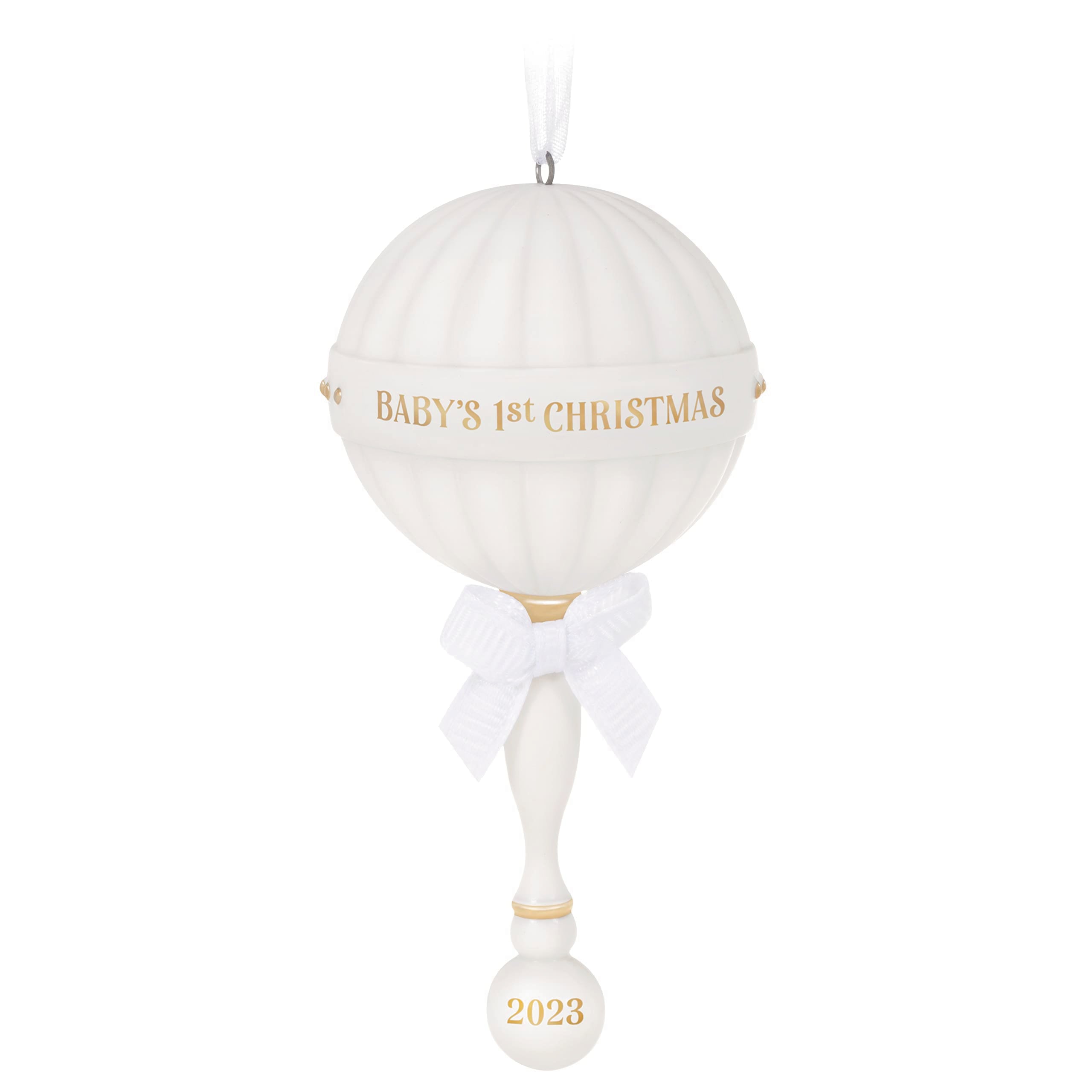 Hallmark Keepsake Christmas Ornament 2023, Baby's First Christmas, Porcelain Baby Rattle, Baby Gift