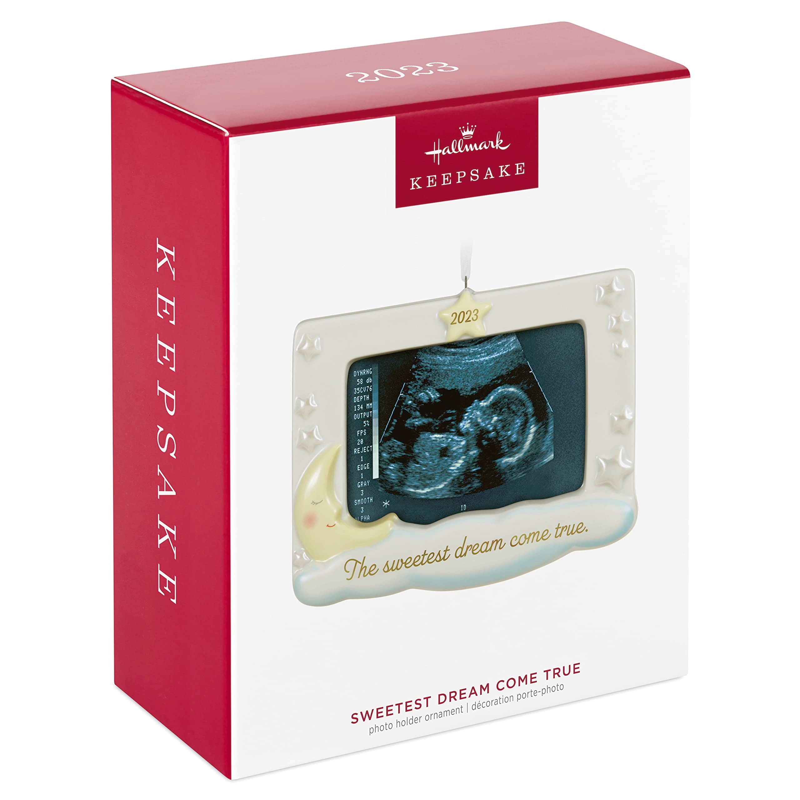 Hallmark Keepsake Christmas Ornament 2023, Sweetest Dream Come True, Sonogram Picture Frame, Pregnancy Announcement Ornament