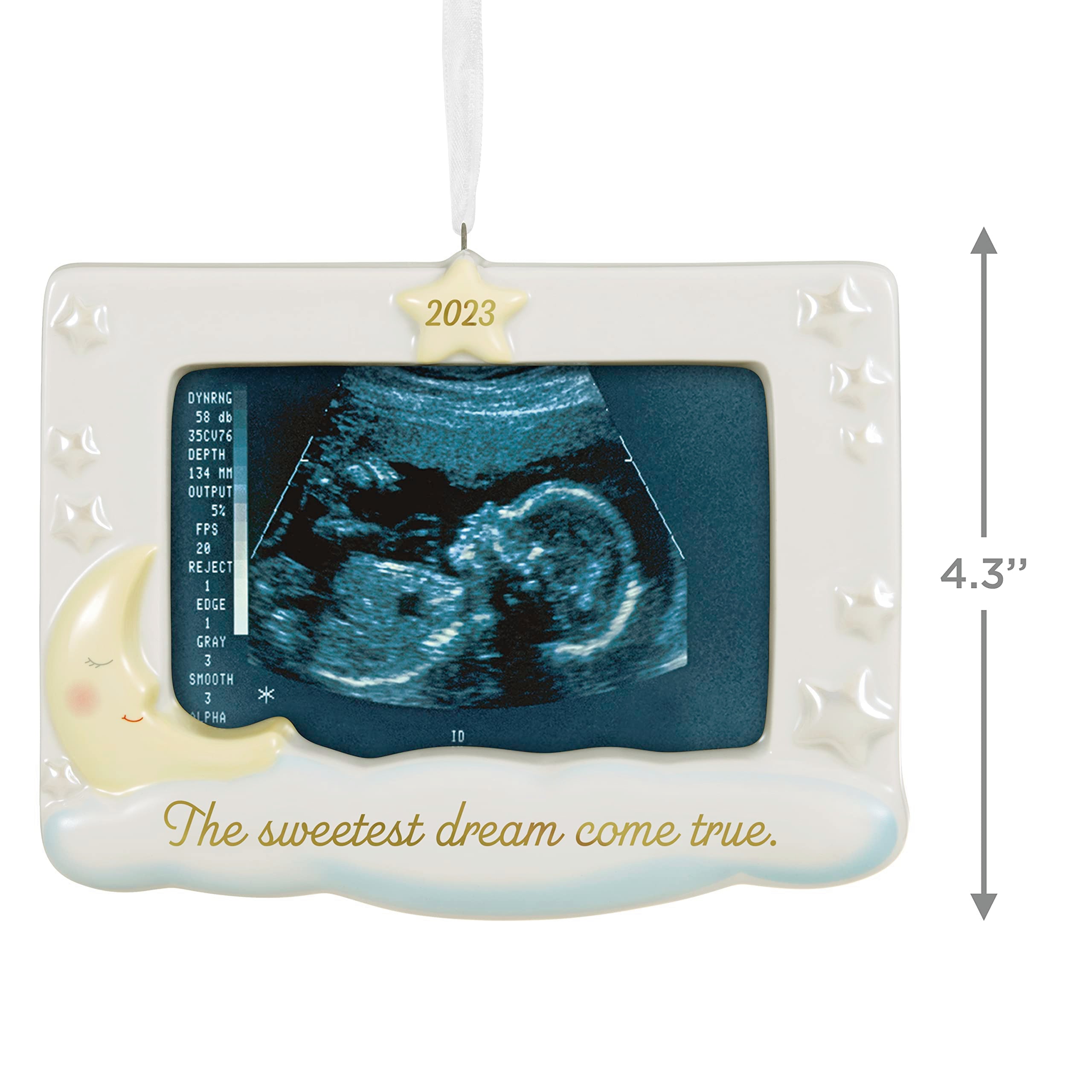 Hallmark Keepsake Christmas Ornament 2023, Sweetest Dream Come True, Sonogram Picture Frame, Pregnancy Announcement Ornament