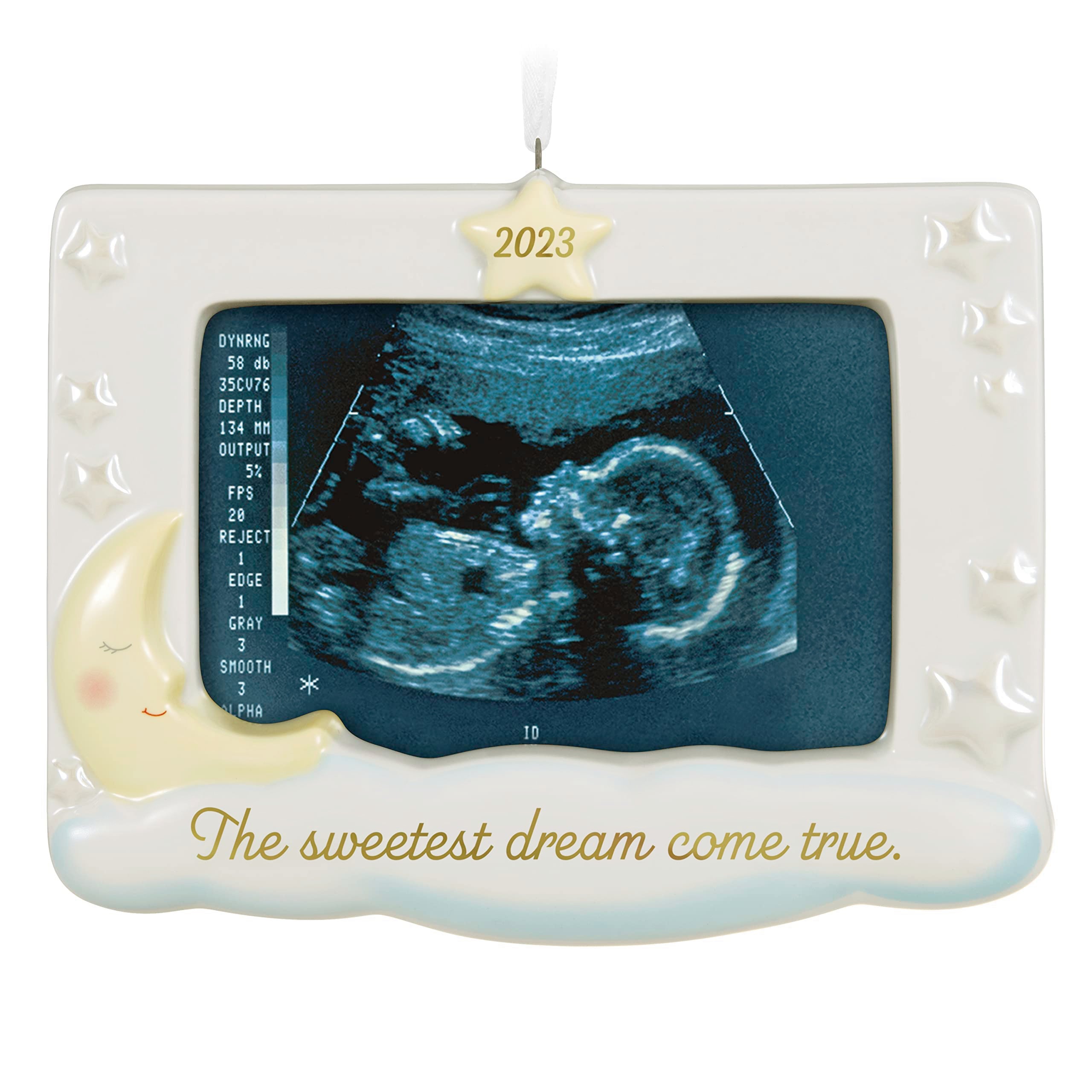 Hallmark Keepsake Christmas Ornament 2023, Sweetest Dream Come True, Sonogram Picture Frame, Pregnancy Announcement Ornament