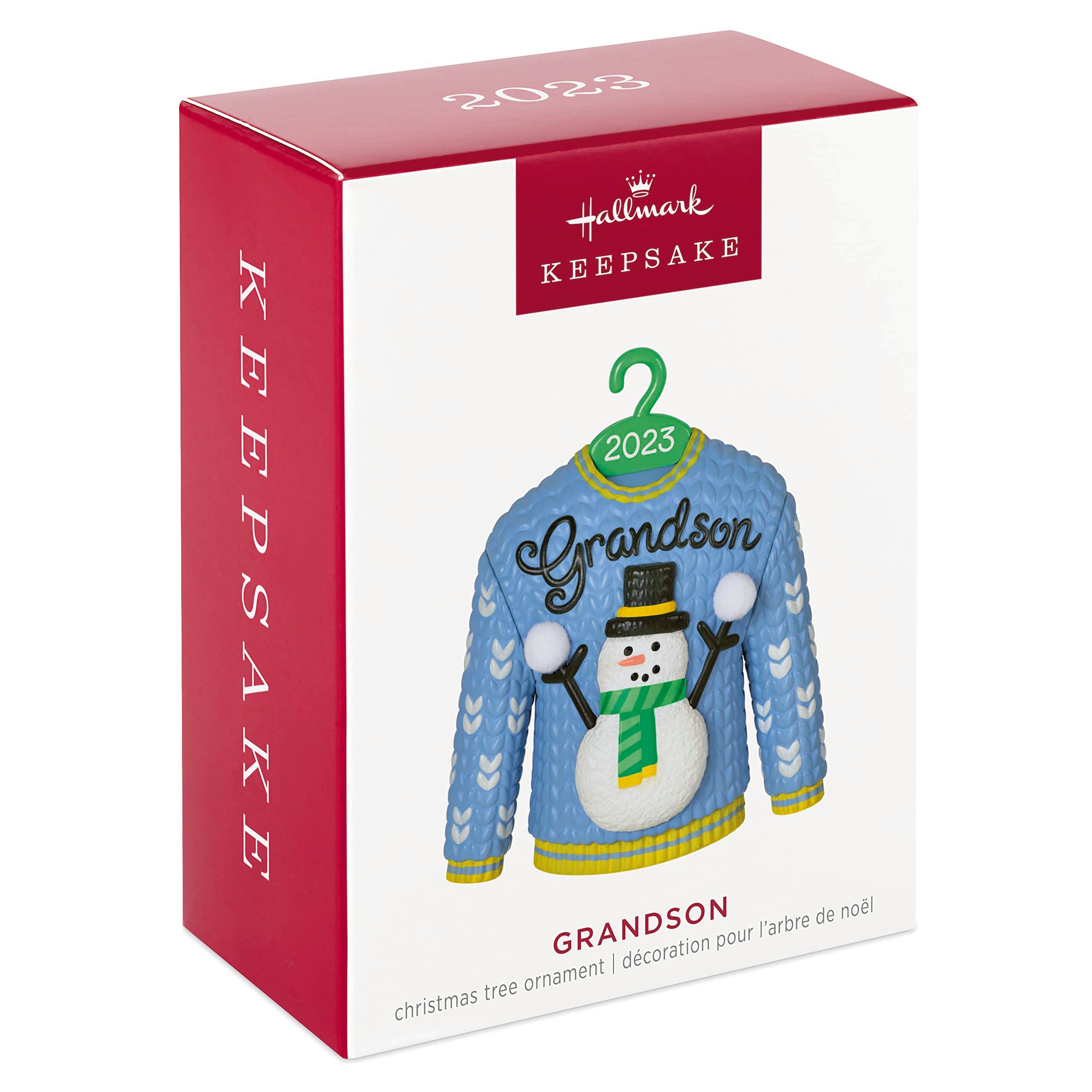 Hallmark Keepsake Christmas Ornament 2023, Grandson Christmas Sweater, Family Gifts