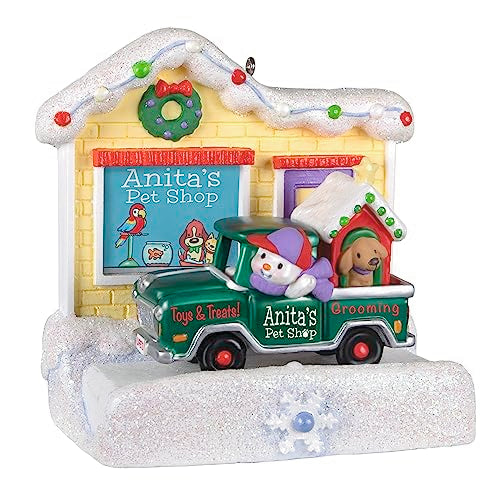 Hallmark Keepsake Christmas Ornament 2023, Happy Holiday Parade Collection Anita's Pet Shop Musical with Light, Gifts for Her