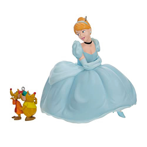Hallmark Keepsake Christmas Ornaments 2023, Disney Cinderella Jaq and Gus Love Cinderelly, Set of 2, Gifts for Disney Fans
