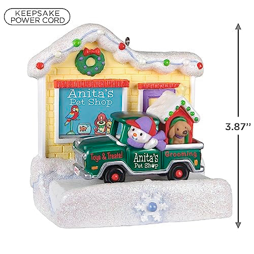 Hallmark Keepsake Christmas Ornament 2023, Happy Holiday Parade Collection Anita's Pet Shop Musical with Light, Gifts for Her