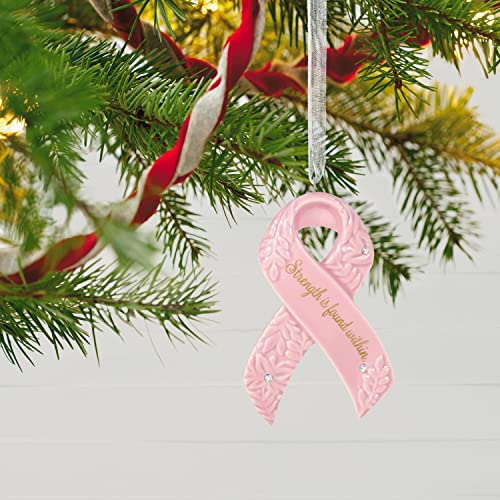 Hallmark Keepsake Christmas Ornament 2023, Strength Within, Pink Ribbon Porcelain Ornament Benefiting Susan G. Komen, Breast Cancer Gift